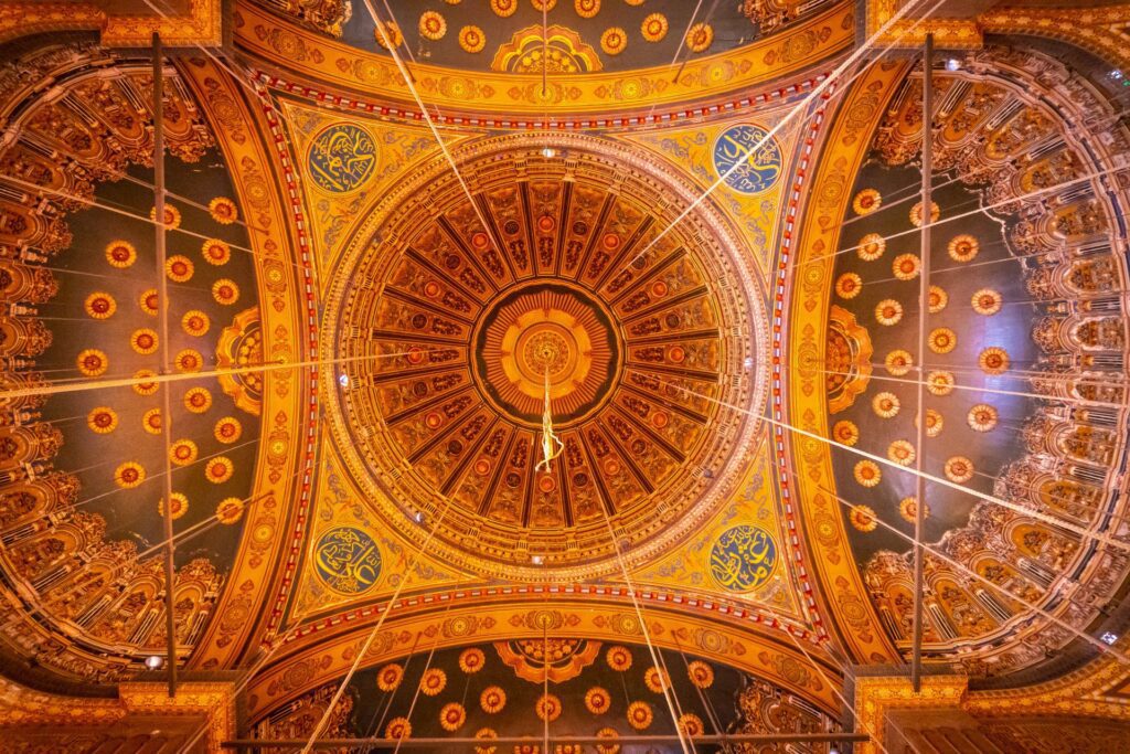 Adorable decorated interior of the alabaster mosque