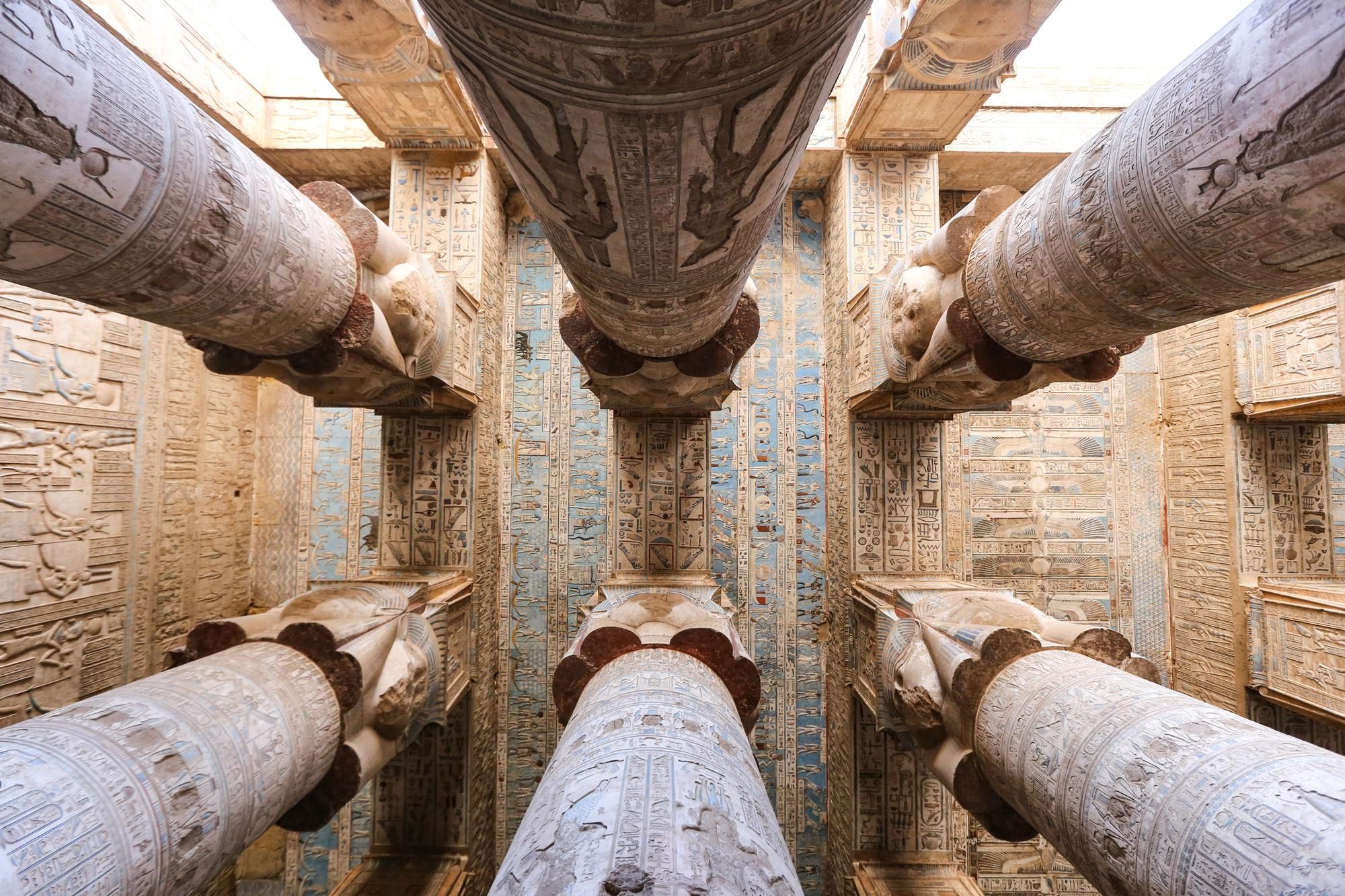 Columns Denderah Temple Qena Egypt (2)